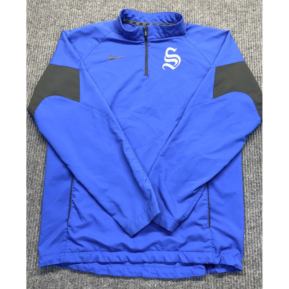 Nike Mens Royal Blue Quarter Zip Pullover Athletic Jacket Size Large
